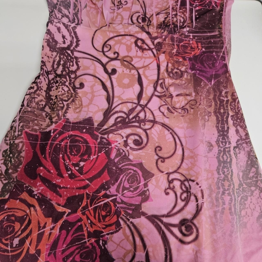 Floral Light Pink and Red Blouse